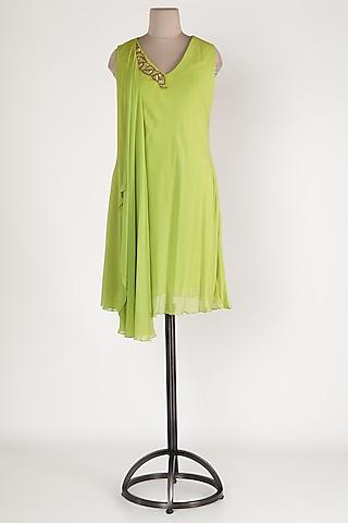 lime green embellished asymmetric tunic