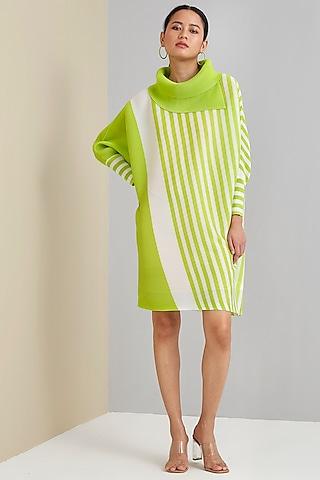 lime green polyester printed dress