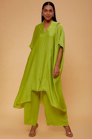 lime green silk tunic set