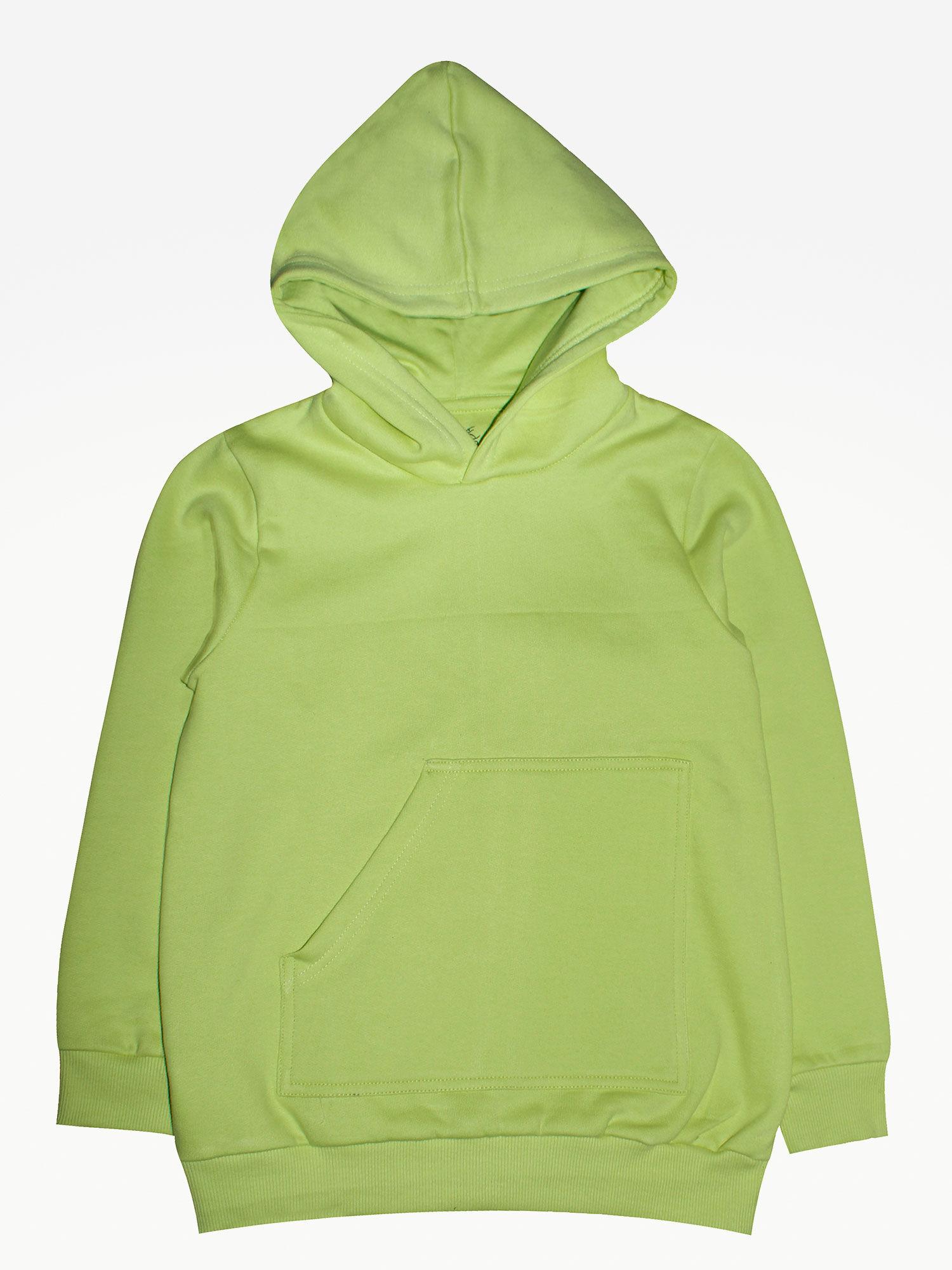 lime green solid hooded pull over sweatshirt
