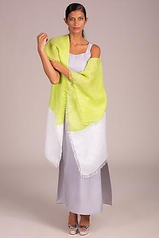 lime color blocked cape with fringe