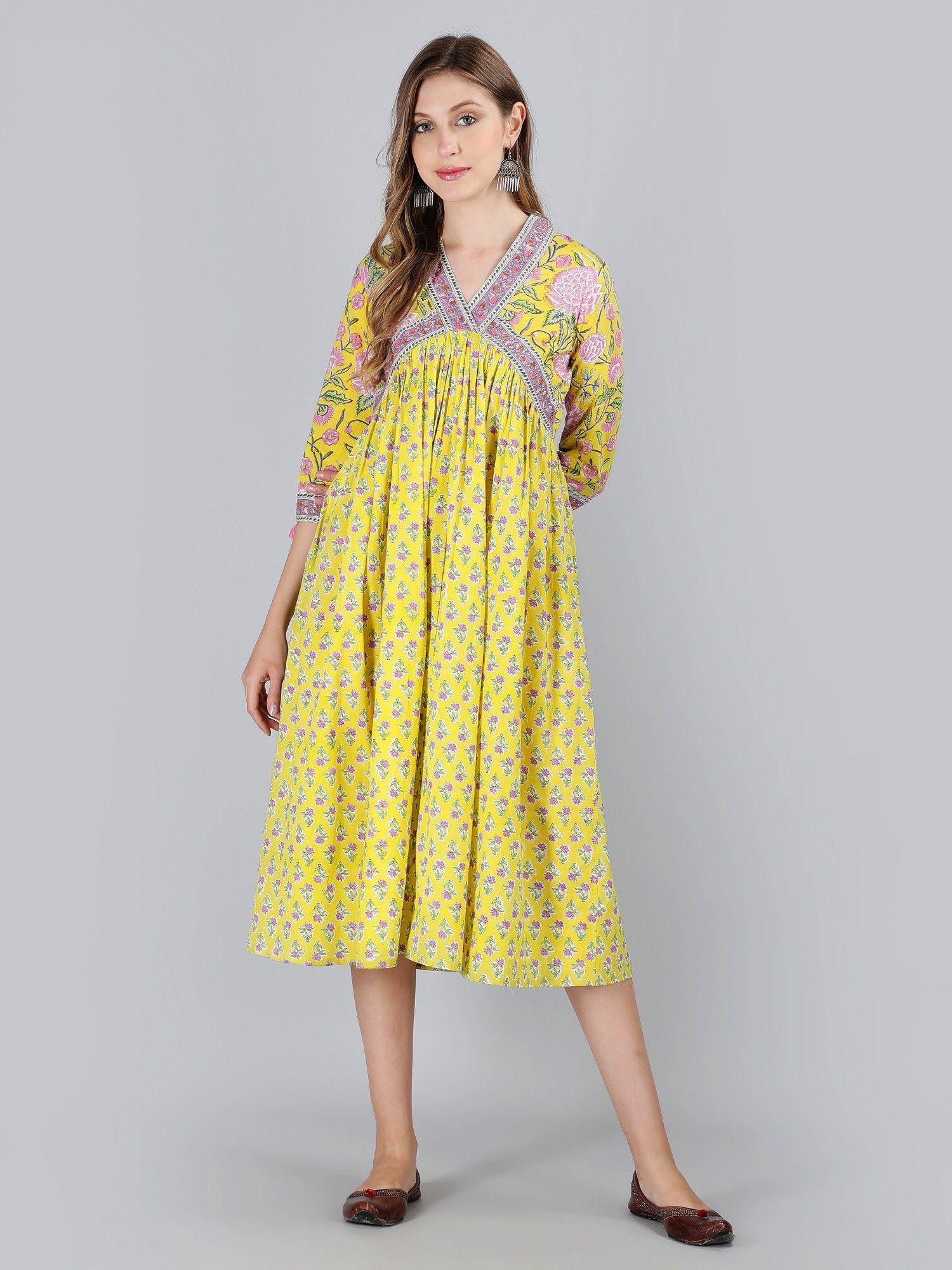 lime cotton printed dress