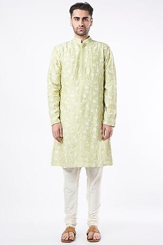 lime embroidered kurta set