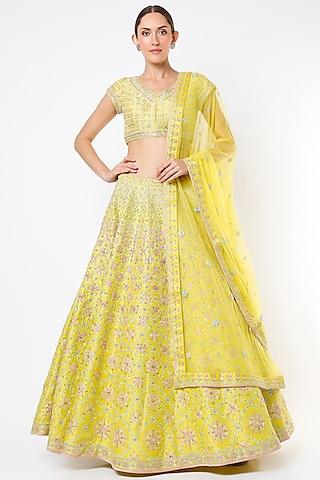 lime embroidered lehenga set