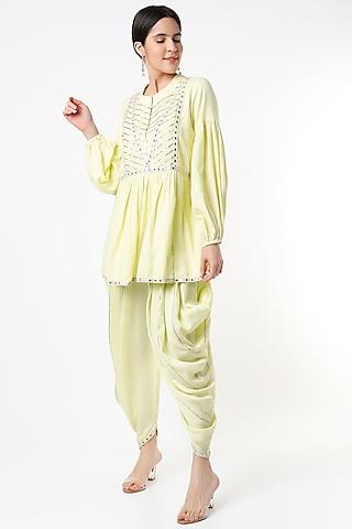 lime embroidered tunic set