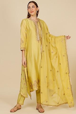 lime gota embroidered kurta set