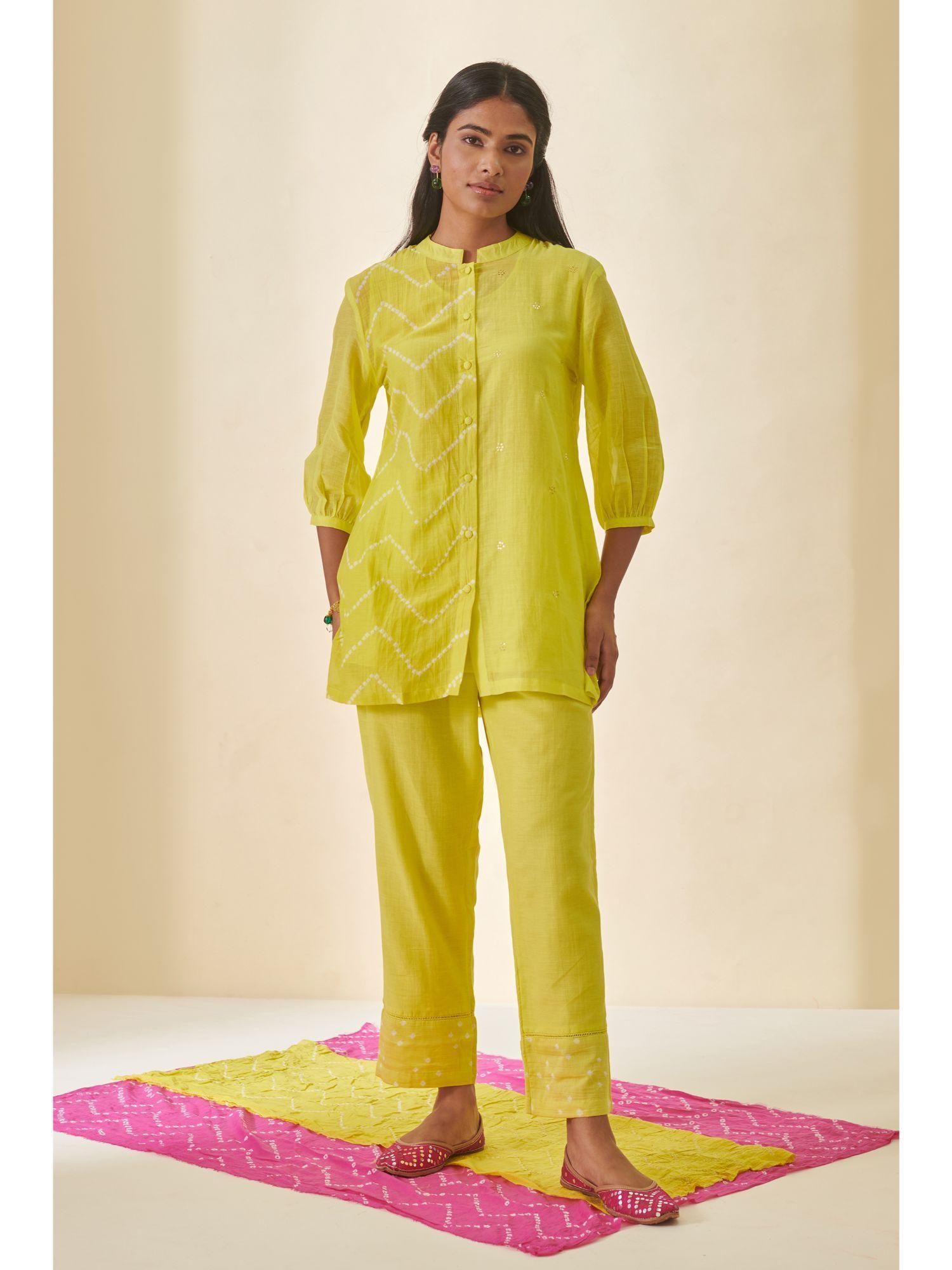 lime green bandhani block co-ord (set of 2)