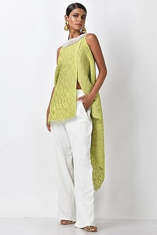 lime green embroidered handcrafted wrap