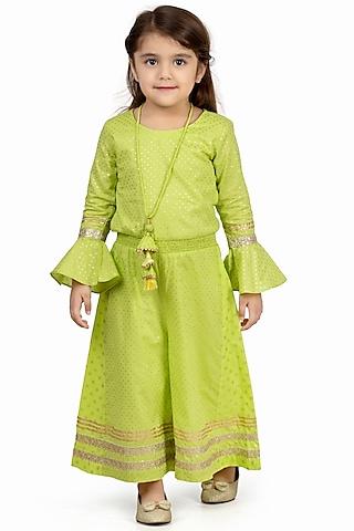 lime green embroidered jumpsuit for girls