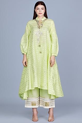 lime green embroidered oversized tunic