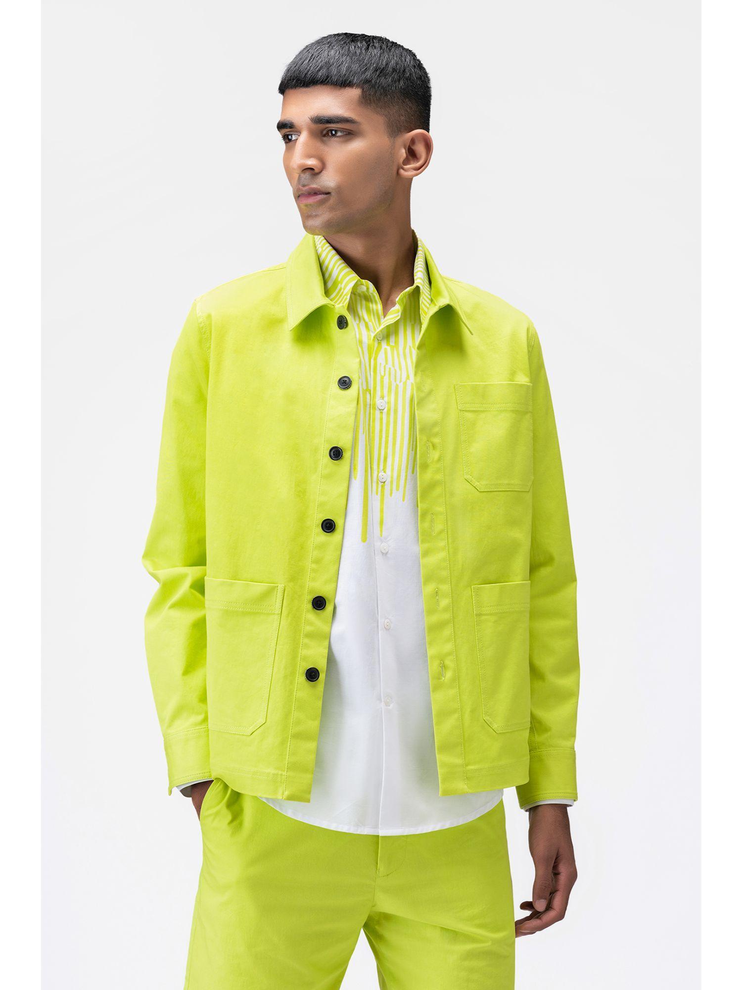 lime green mens jacket with patch pocket