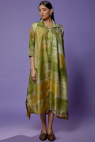 lime green mulberry silk printed tunic