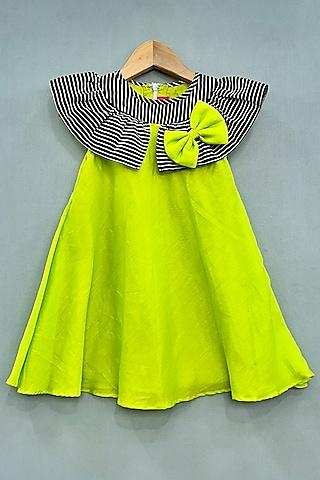lime green muslin bow dress for girls