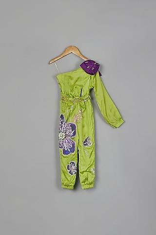 lime green satin jumpsuit for girls