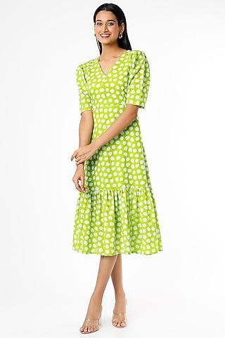 lime green skater midi dress