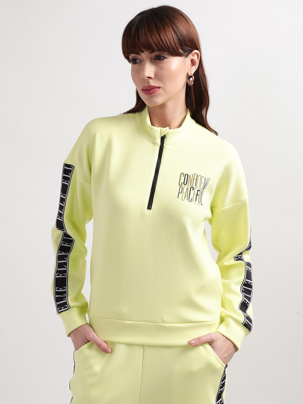 lime green solid collar sweatshirt