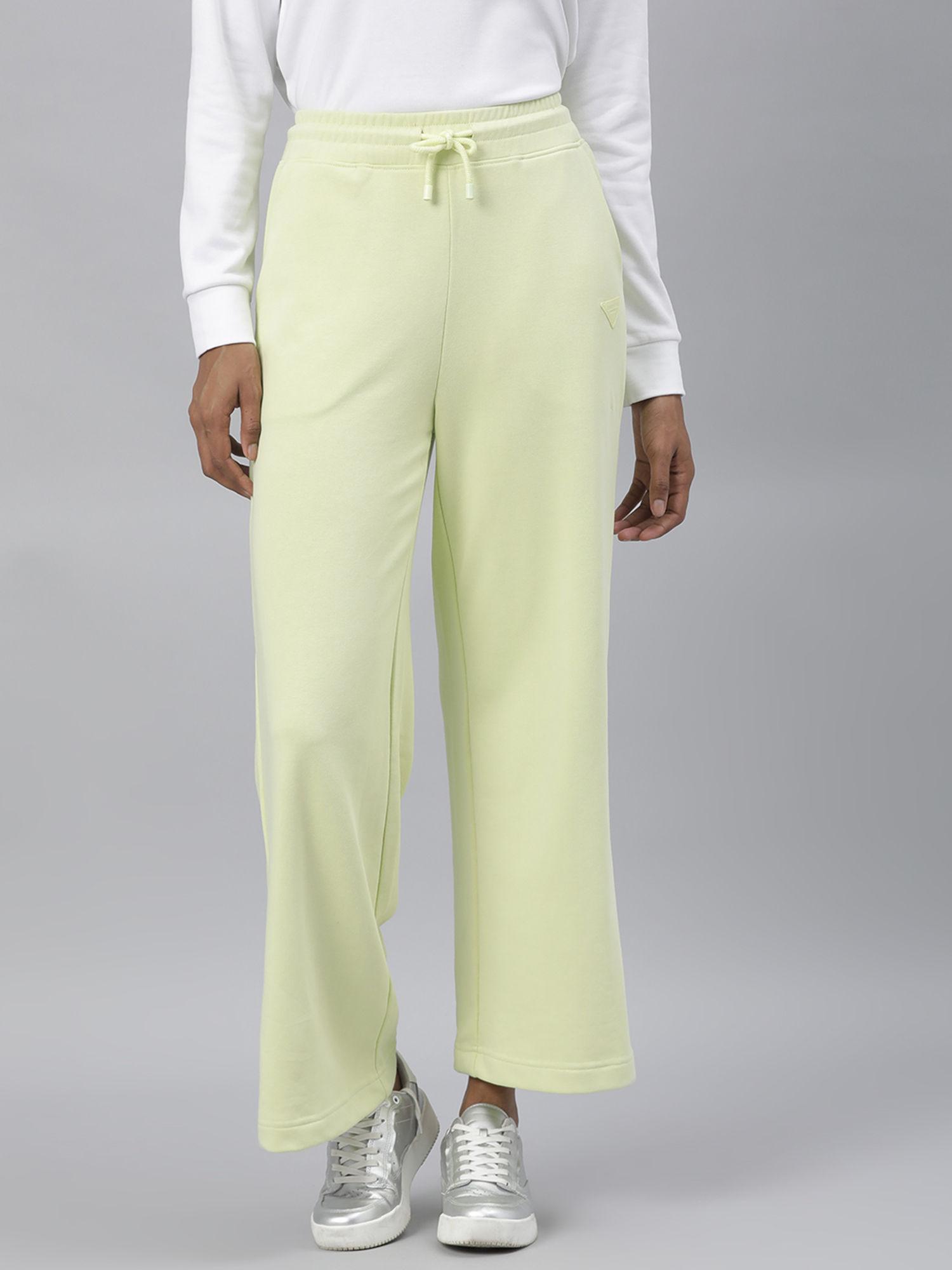 lime green solid plain jogger pants