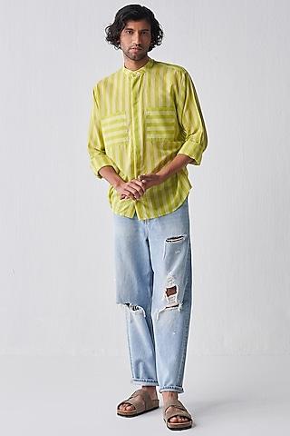 lime mul striped shirt