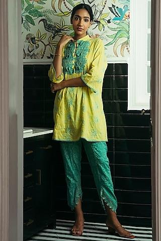 lime printed kurta set