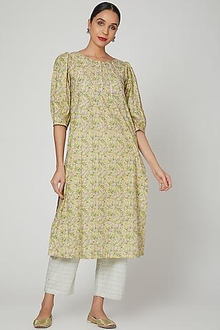 lime printed kurta with pants