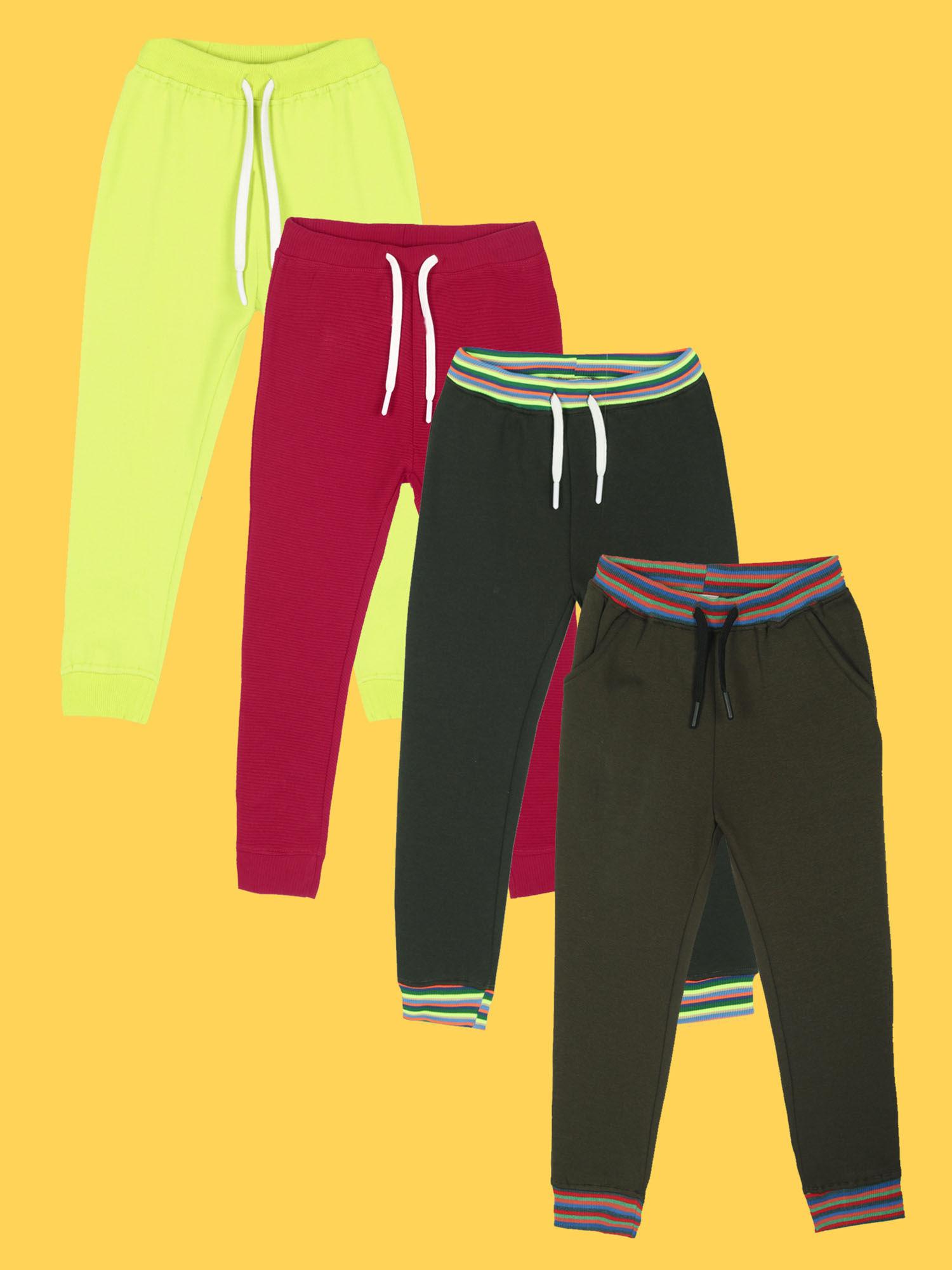 lime red stripe green no limit and olive multi rib fleece joggers (pack of 4)