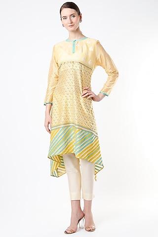 lime yellow block printed tunic