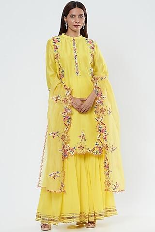 lime yellow georgette gharara set