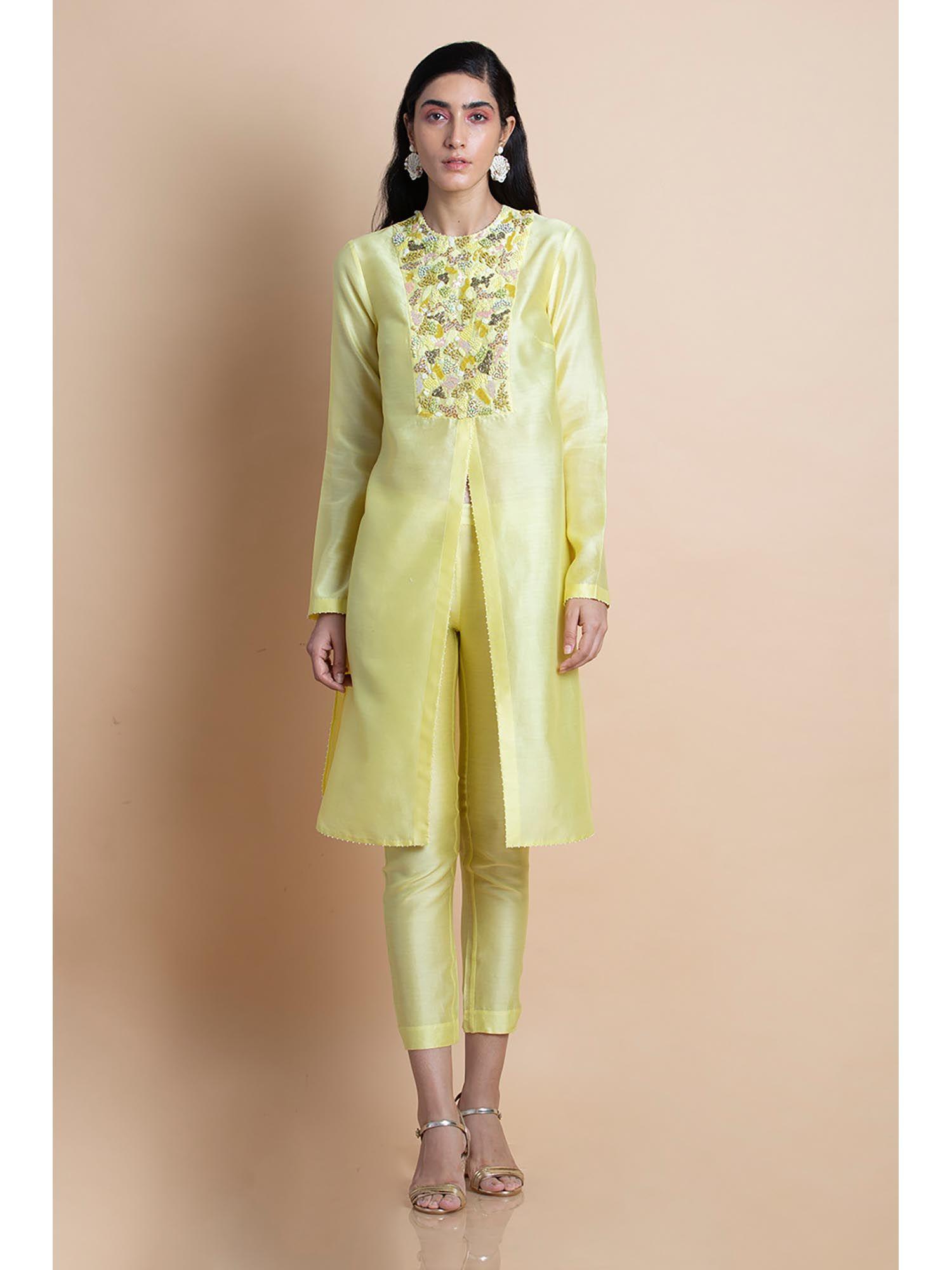 lime yellow hand embellished tunic