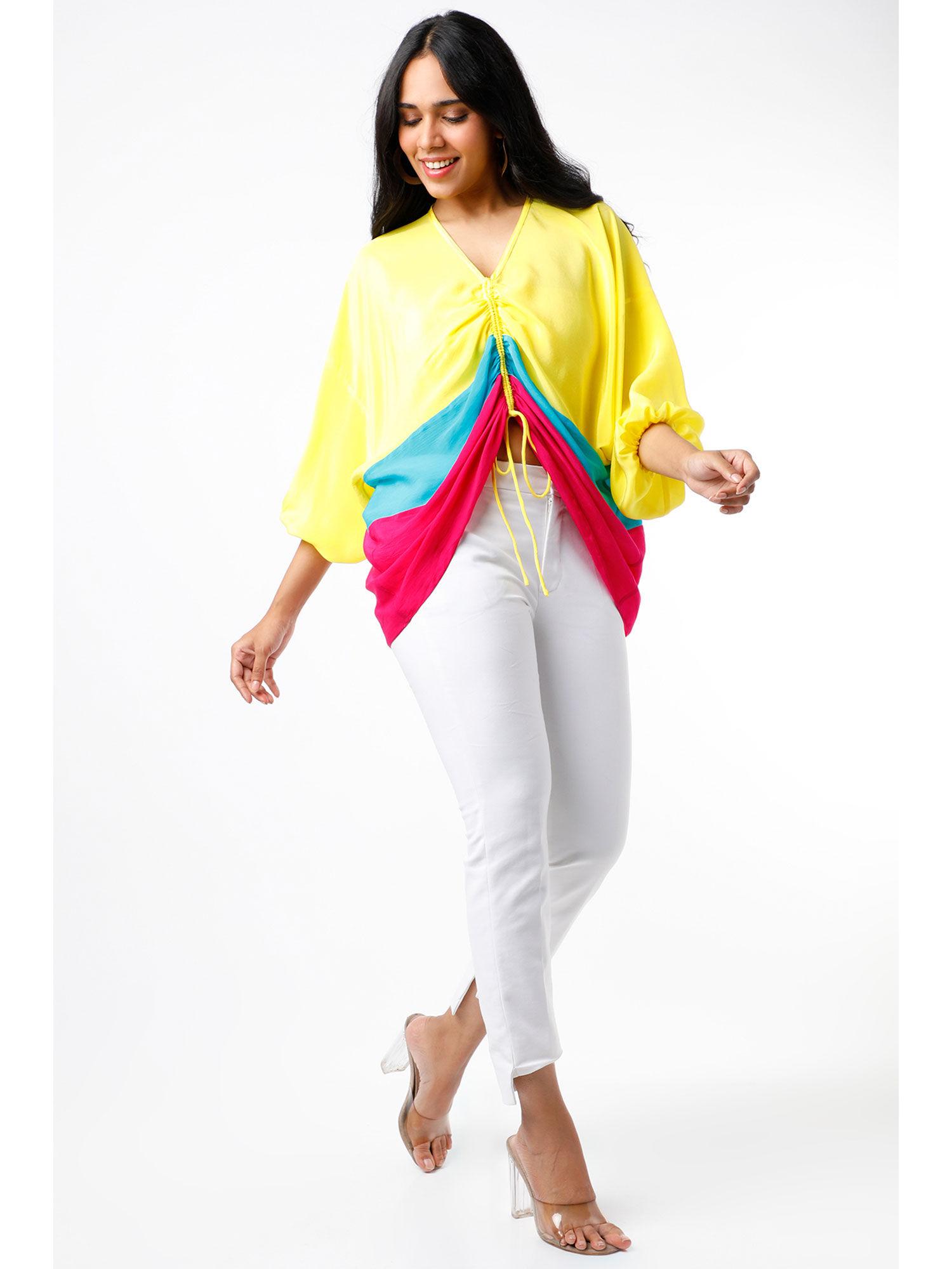 lime yellow ruched top