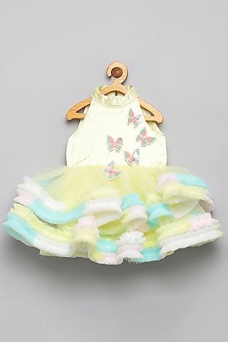 lime yellow sequins & tulle dress for girls