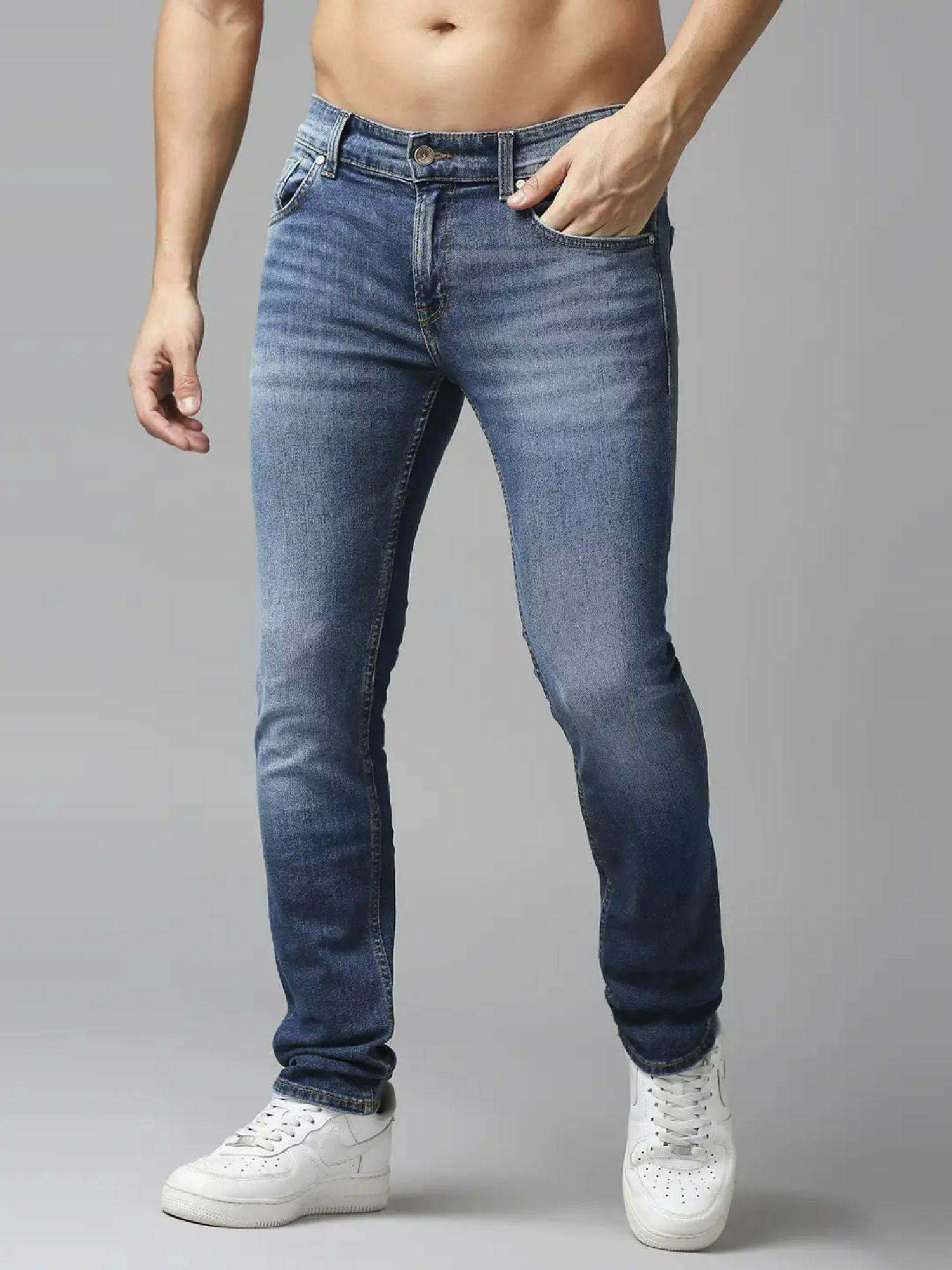 limited edition mid blue slim fit premium stretchable denim for men