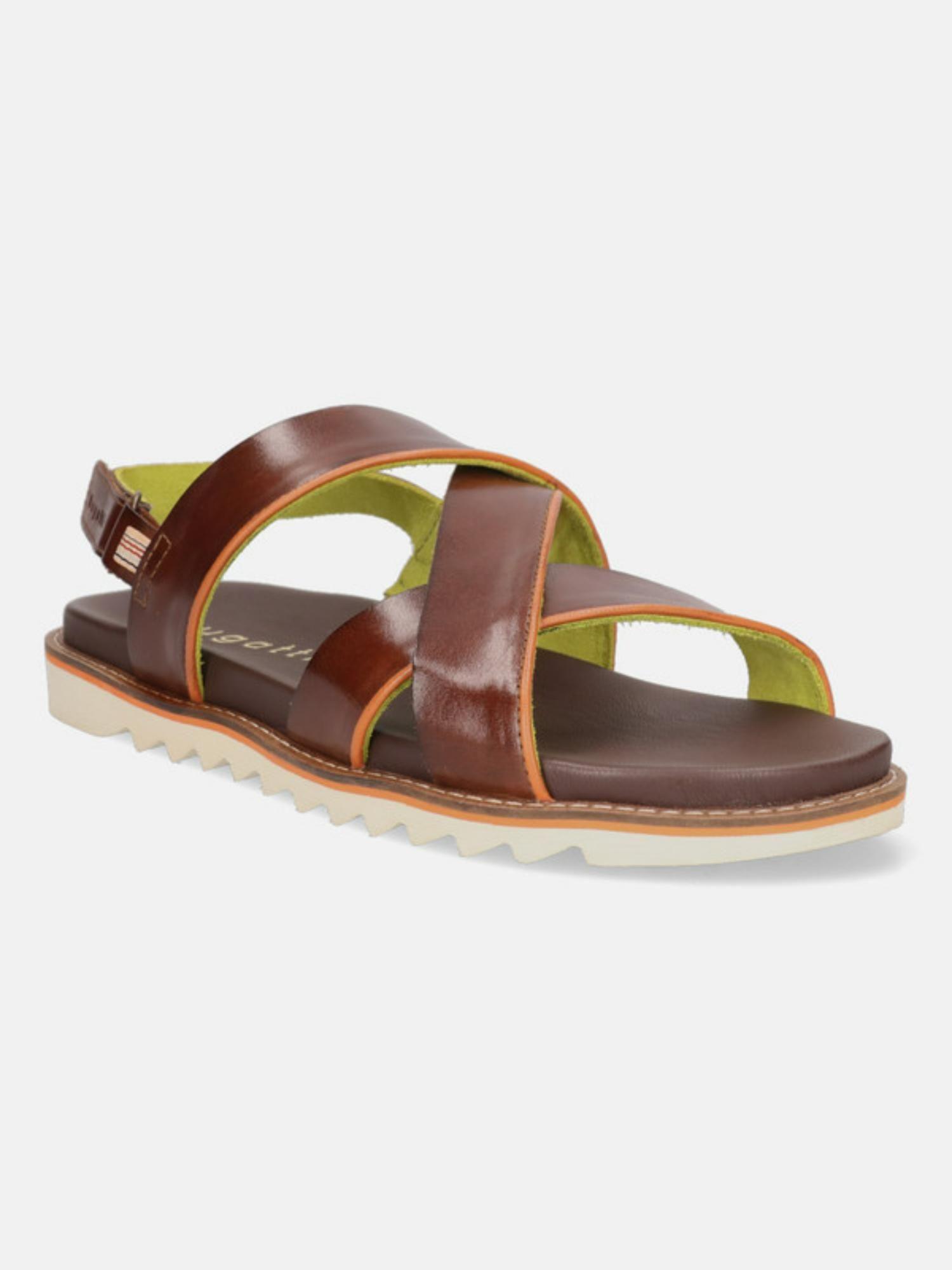 limon brown mens leather back straps sandals