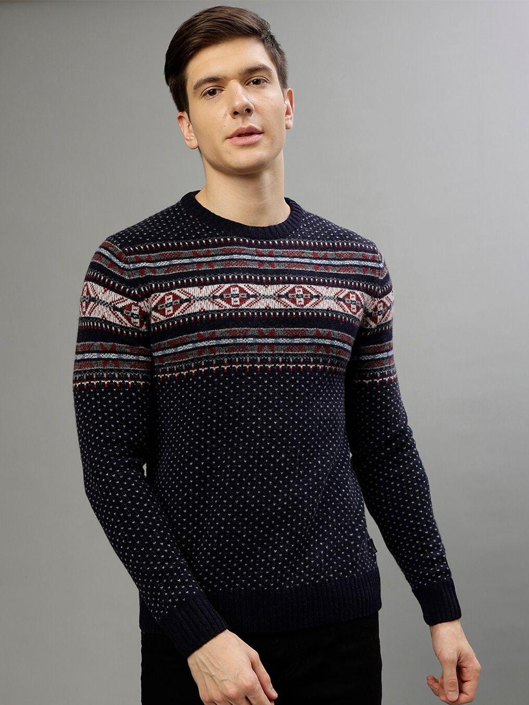 lindbergh-fair-isle-printed-round-neck-pullover-sweater