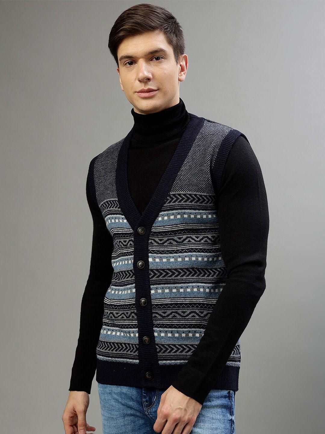lindbergh fair isle printed v-neck sleeveless cardigan sweater