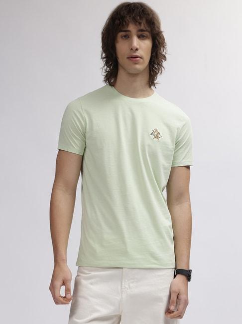lindbergh green cotton regular fit t-shirt