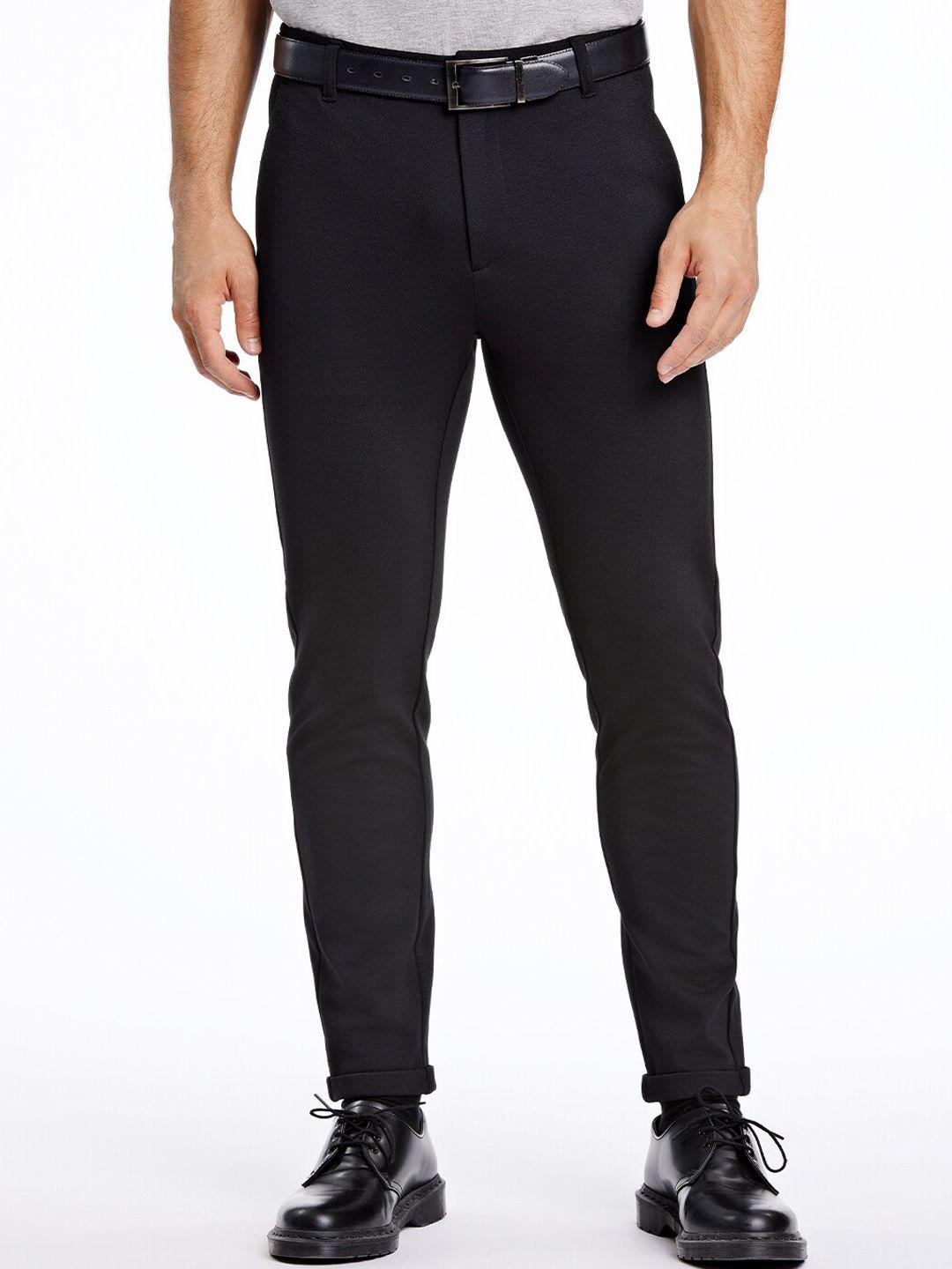 lindbergh men black slim fit trousers