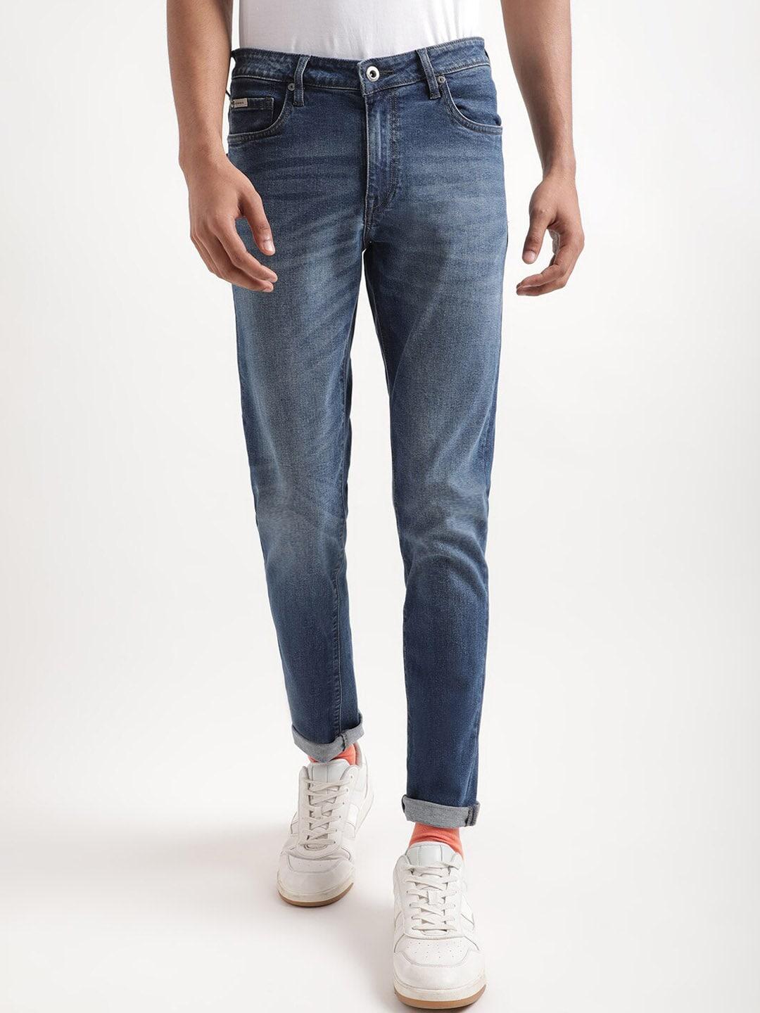 lindbergh men slim fit light fade cotton jeans
