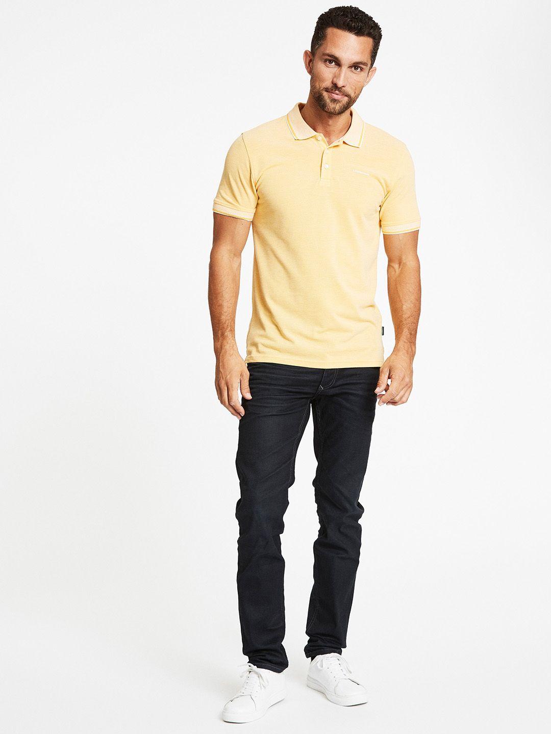 lindbergh men yellow polo collar t-shirt
