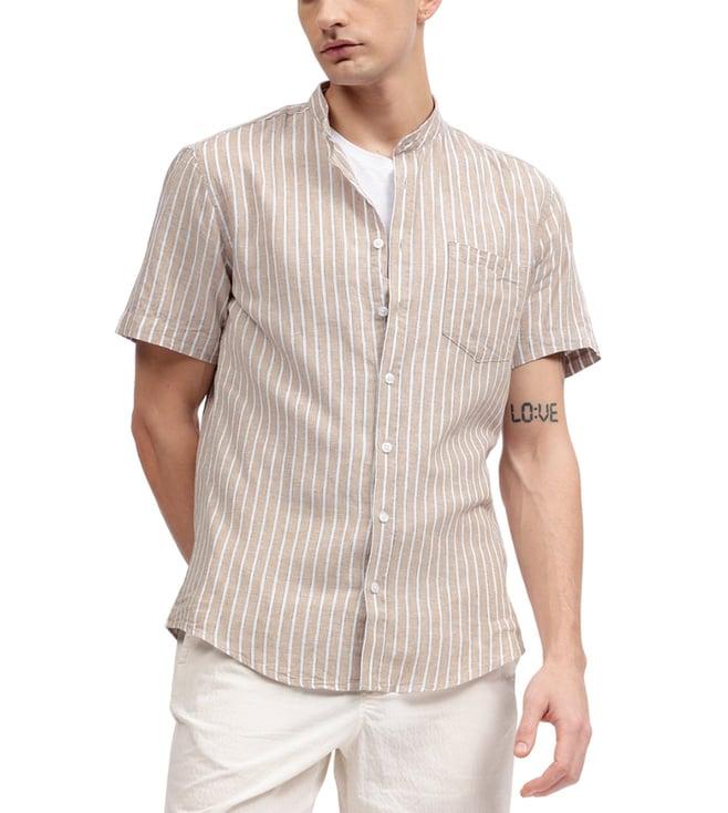 lindbergh beige fashion striped regular fit shirt