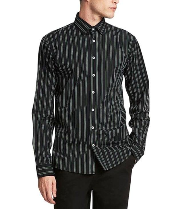 lindbergh black striped slim fit shirt