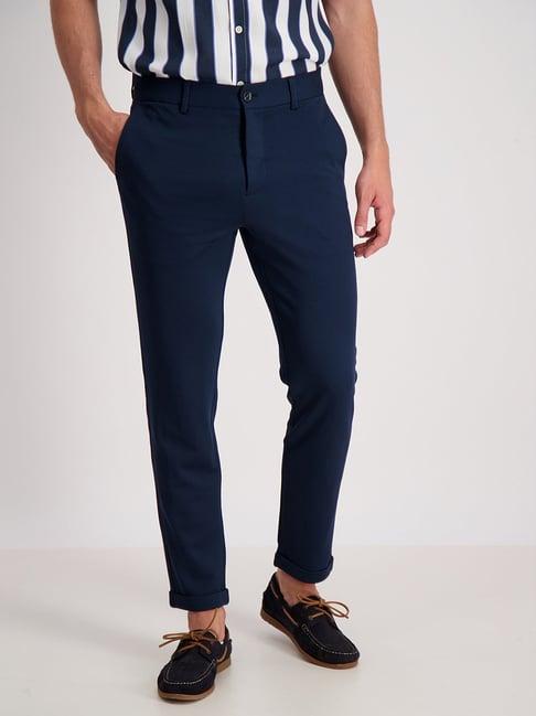 lindbergh blue flat front trousers