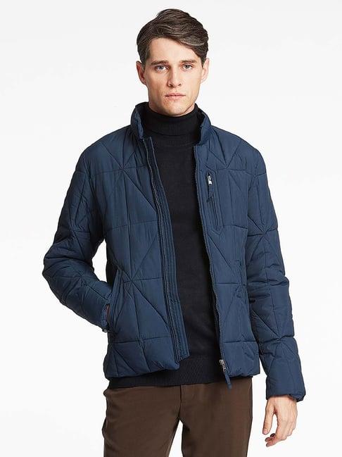 lindbergh blue full sleeves mock collar jacket