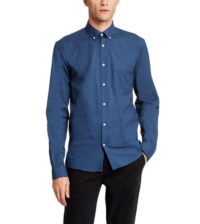 lindbergh blue slim fit shirt