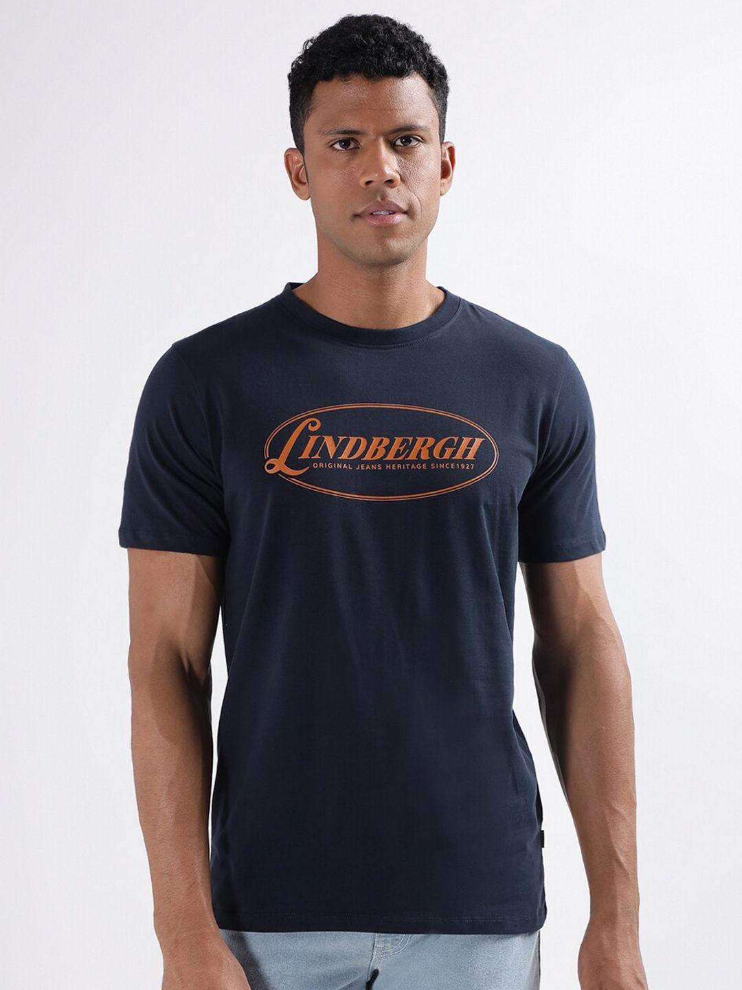 lindbergh brand logo printed relaxed fit t-shirt