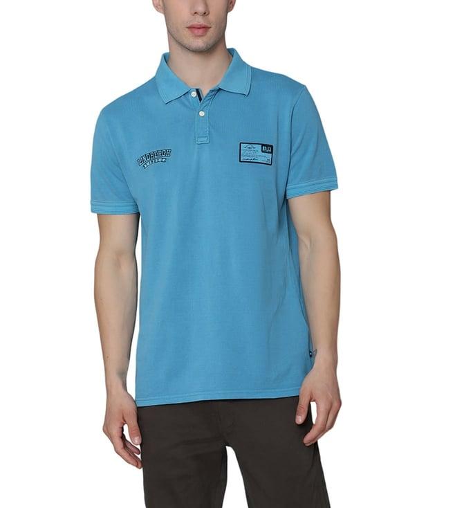 lindbergh bright blue fashion slim fit polo t-shirt