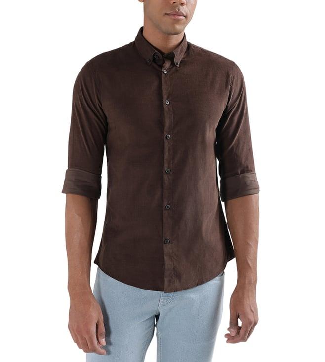 lindbergh brown slim fit shirt