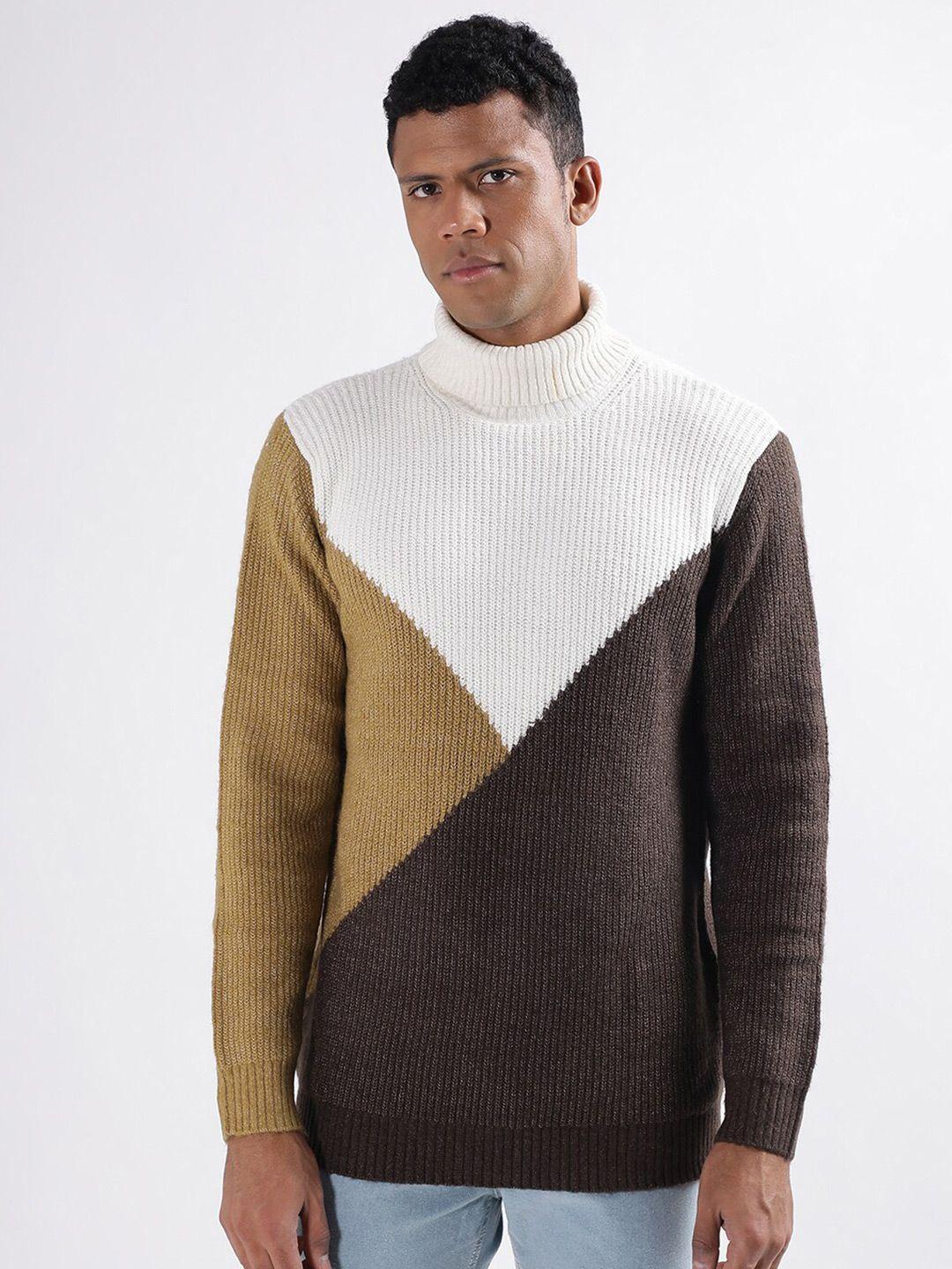 lindbergh colourblocked turtle neck ribbed pullover sweater