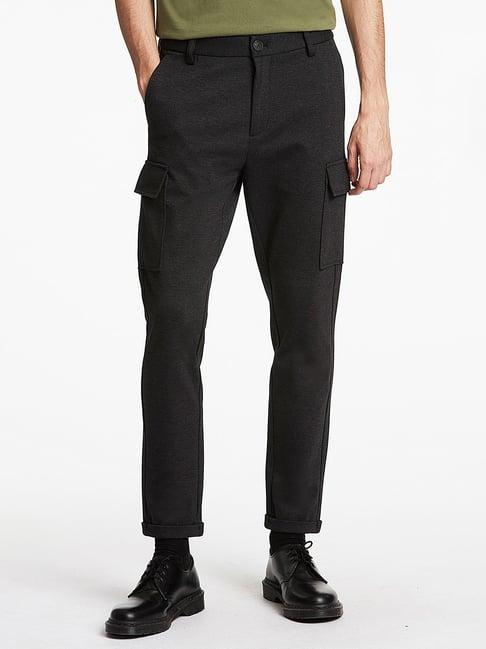 lindbergh dark grey slim fit flat front trousers