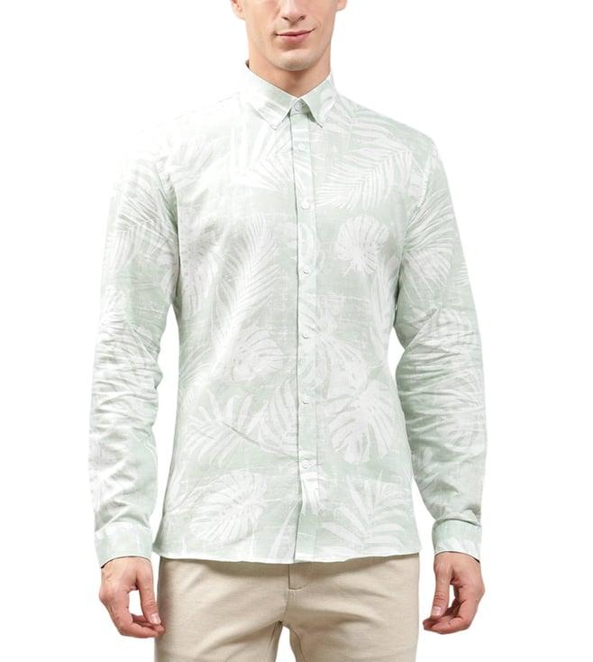 lindbergh green printed slim fit shirt