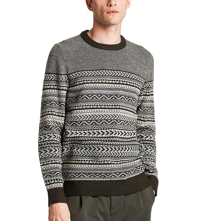 lindbergh green striped slim fit sweater